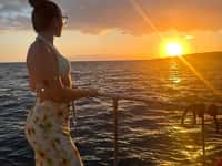 Woman at sea sunset