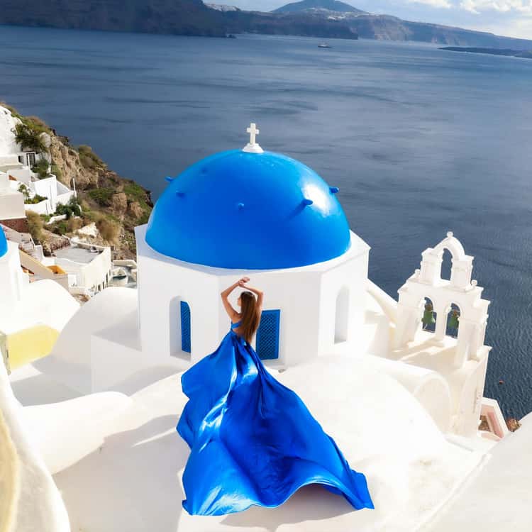 santorini flowy dress photoshoot ✨ SUPER OFFER- Flying Photo Shoot Print:CONTRAST