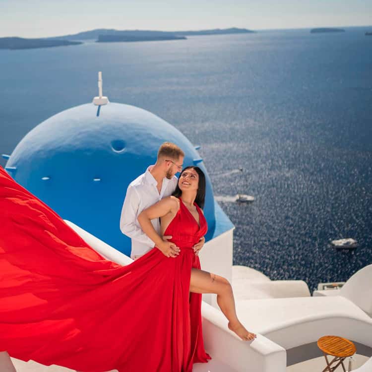 Santorini: Flying Dress with Photos & Video Reel