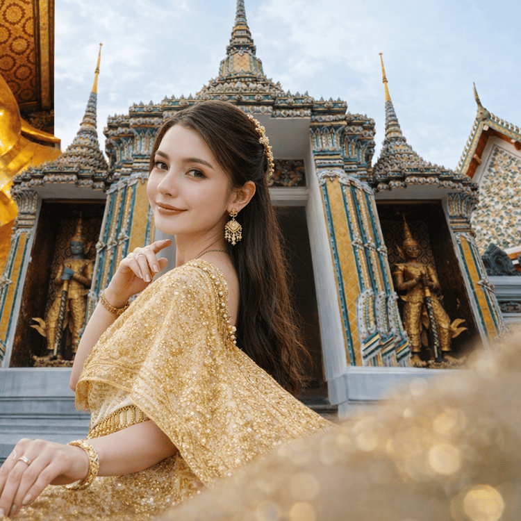 traditional thai dress Wat Pho: Costume Photoshoot 13 Best '80s Fashion SIZE:UK 7 global-description_tag-Meet Elsie a vintage-inspired dress with timeless appeal. Crafted from luxurious silk-velvet devore with romantic billowing sleeves and a tiered hem it's a beautiful choice for your special day. Modern Skirt is sewn with