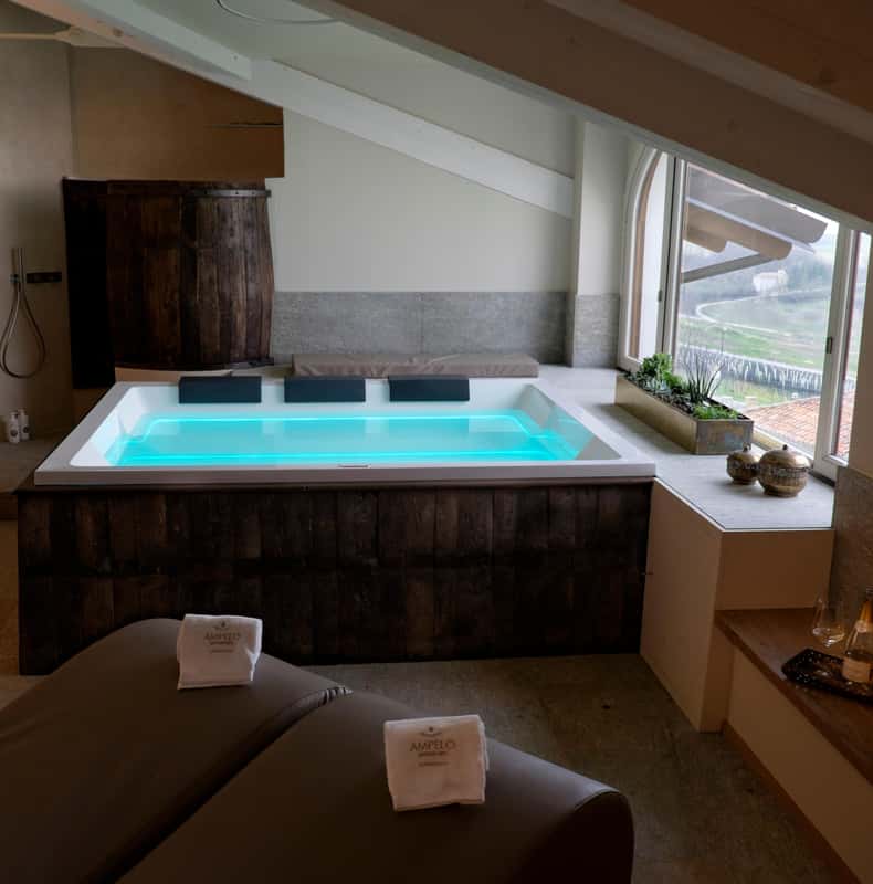 Langhe: Panoramic spa with grape cosmetics and wine tasting
