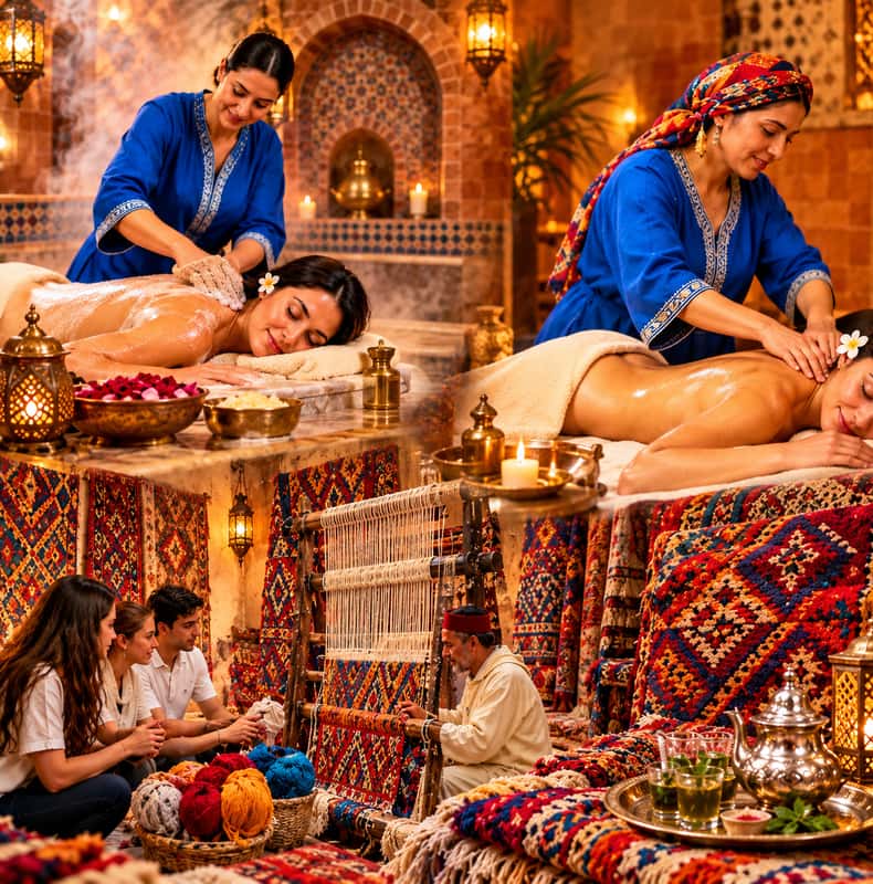 Marrakech Hammam, Massage & Berber Carpet Weaving Workshop