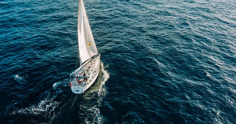 Single sailboat from above