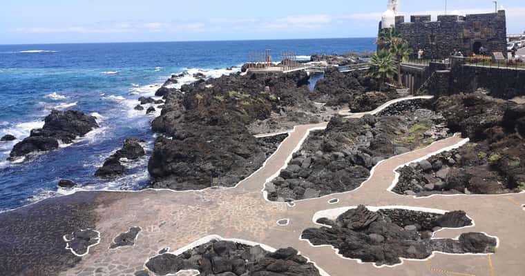 Lava rock pools and seaside fortress