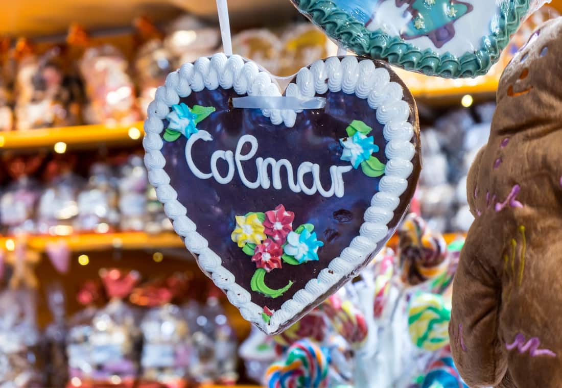 A gingerbread heart iced with “Colmar” — Colmar