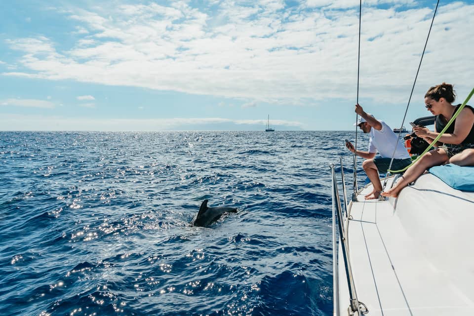 Luxury sailing boat with drinks and snacks off the coast of Tenerife