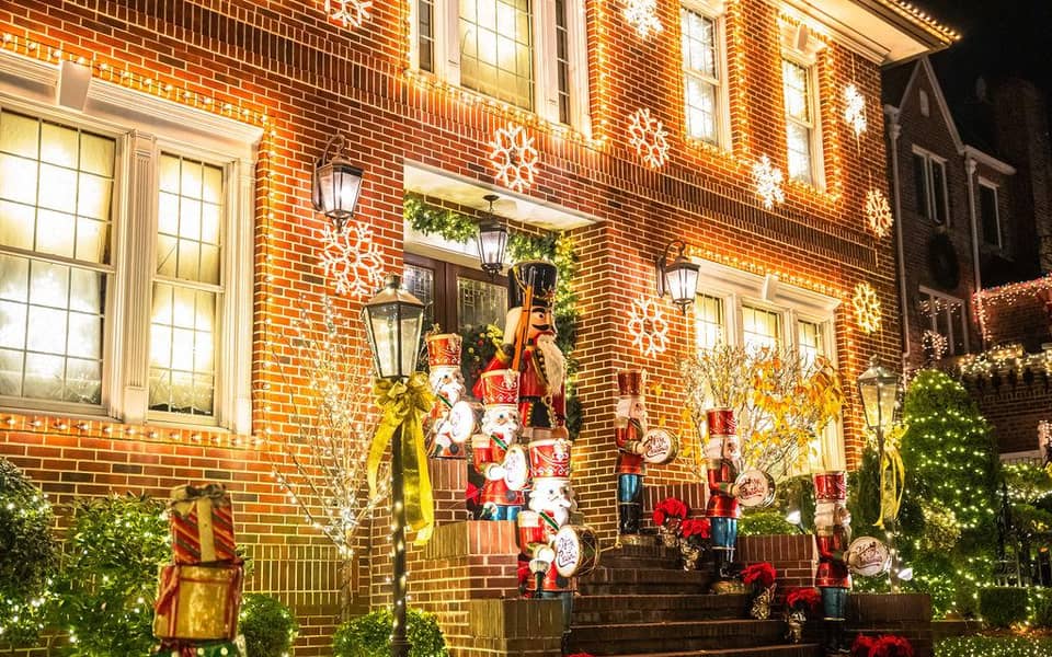 A decorated house on the Dyker Heights route