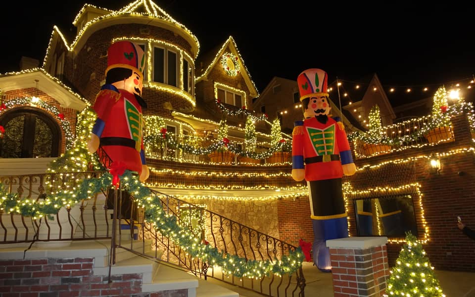 House with nutcrackers on the stair railings