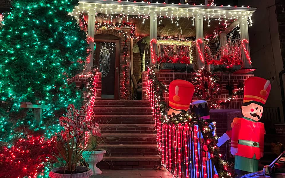 A decorated house on the Dyker Heights route