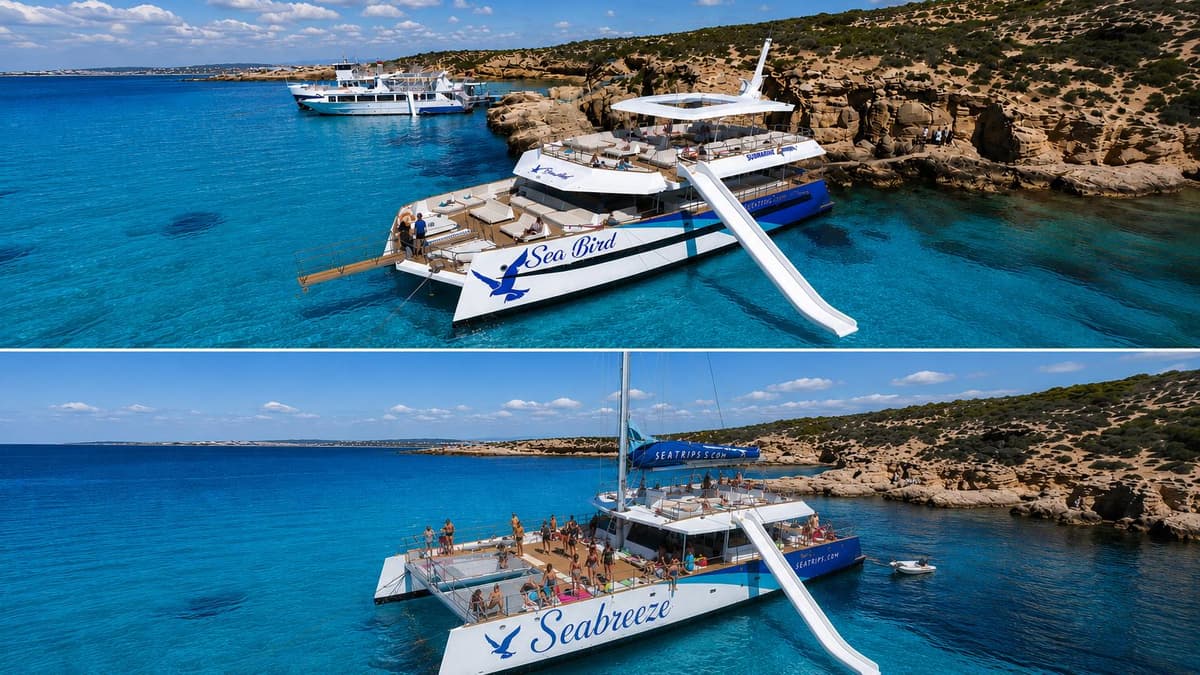 Cruise boats at Comino, the most common Blue Lagoon tour type