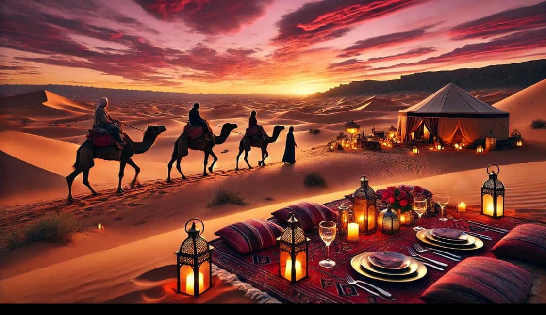 image n.1 of Marrakesh: Agafay Desert Sunset, Camel Ride, and Dinner Show activity in Marrakesh, uploaded by supplier