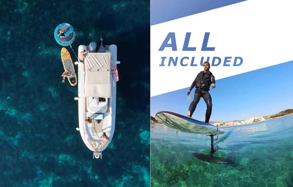 image n.1 of Mallorca: Private Watersports Boat. LUNCH Drinks SUP, Tubing activity in Balearic Islands, uploaded by supplier