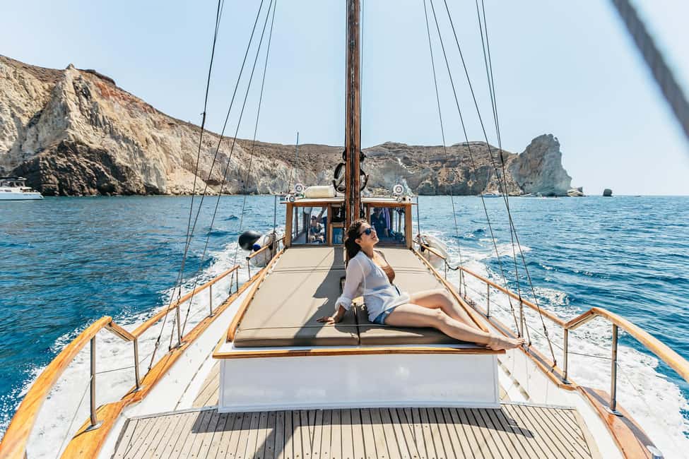 image n.3 of Santorini: Traditional Wooden Boat Tour with Meal and Wine activity in Cyclades, uploaded by supplier