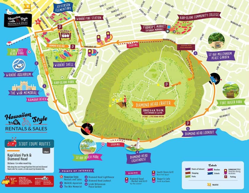 Immagine nº 3 di Lemon Rd: Noleggio scooter Waikiki Escursione di un giorno a Diamond Head attività a Honolulu, caricata dal fornitore