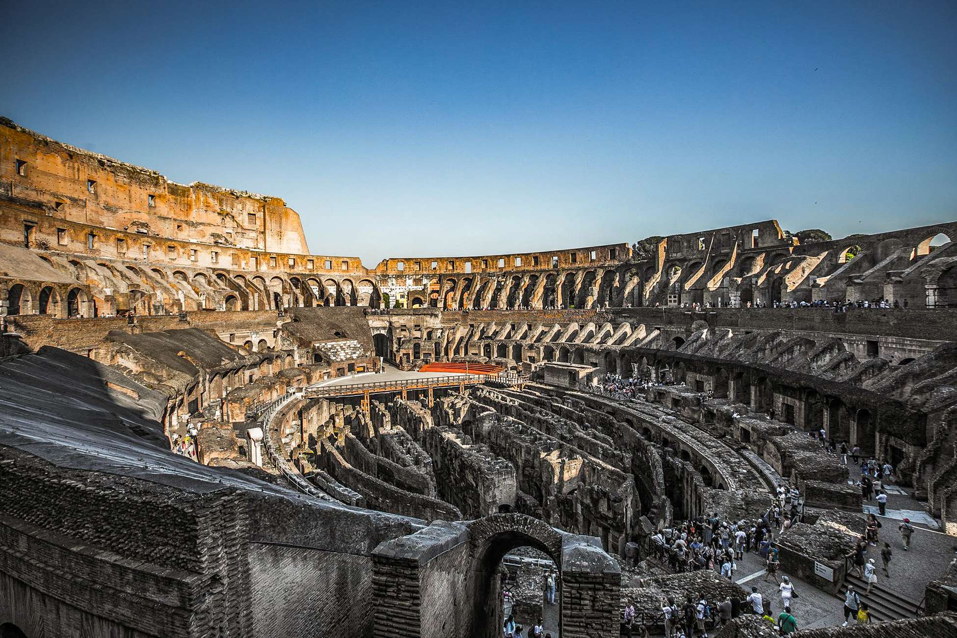 Colosseum underground tunnel with guided tour group