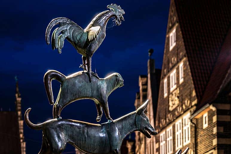 アンティーク☆BREMEN 銅板画 中世ブレーメン鳥瞰図 エッチング ドイツ