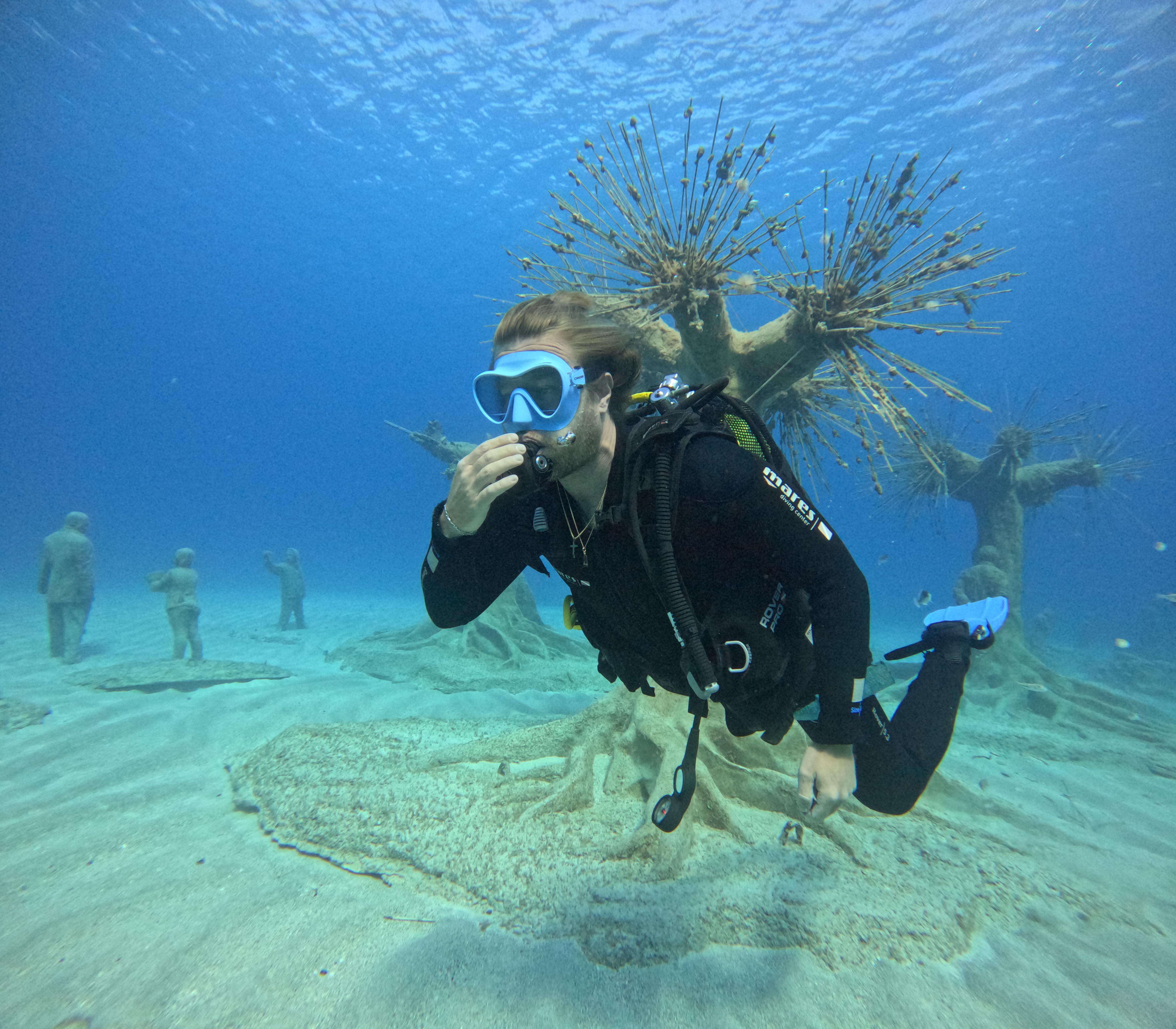 Beginner scuba dive at the MUSAN underwater museum near Ayia Napa