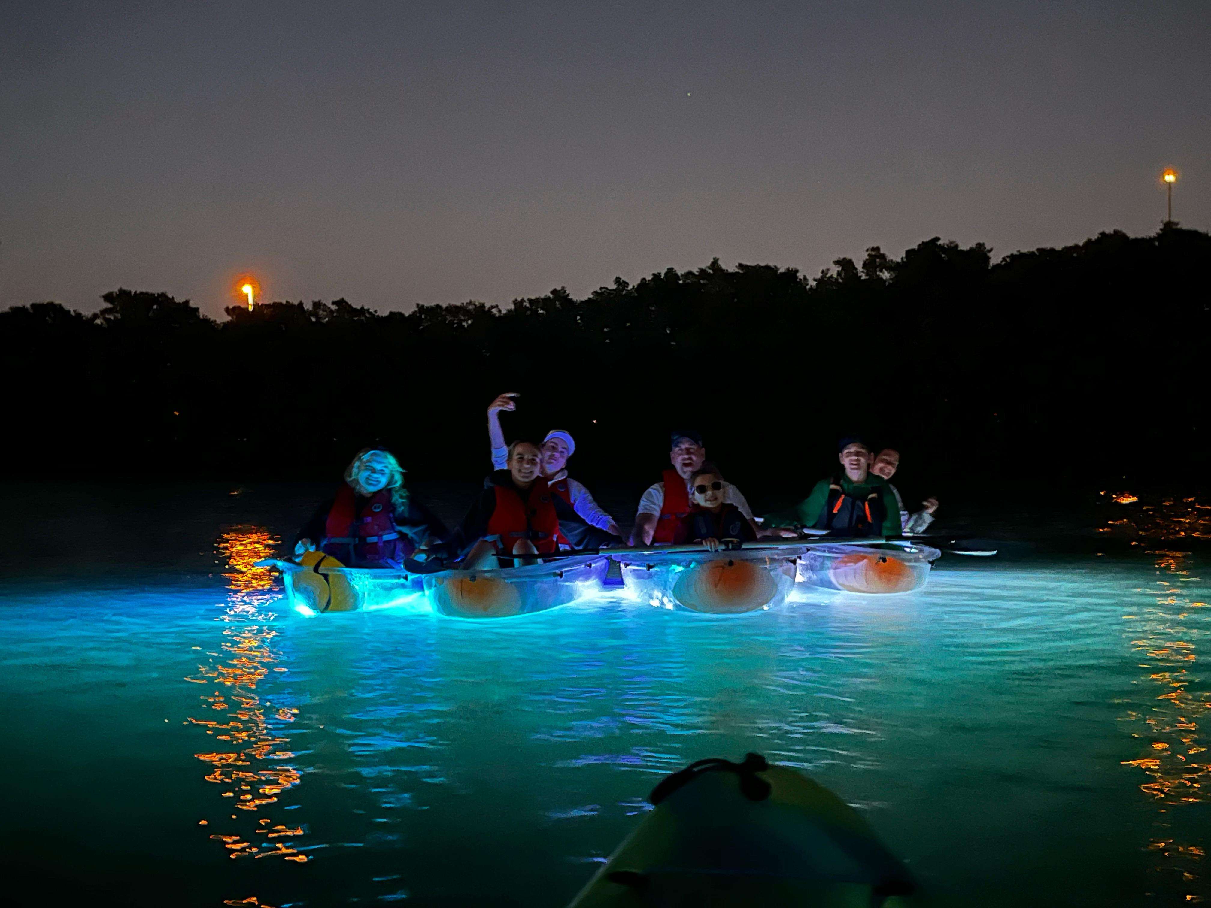 Clear glowing kayak nighttime tour in Tampa