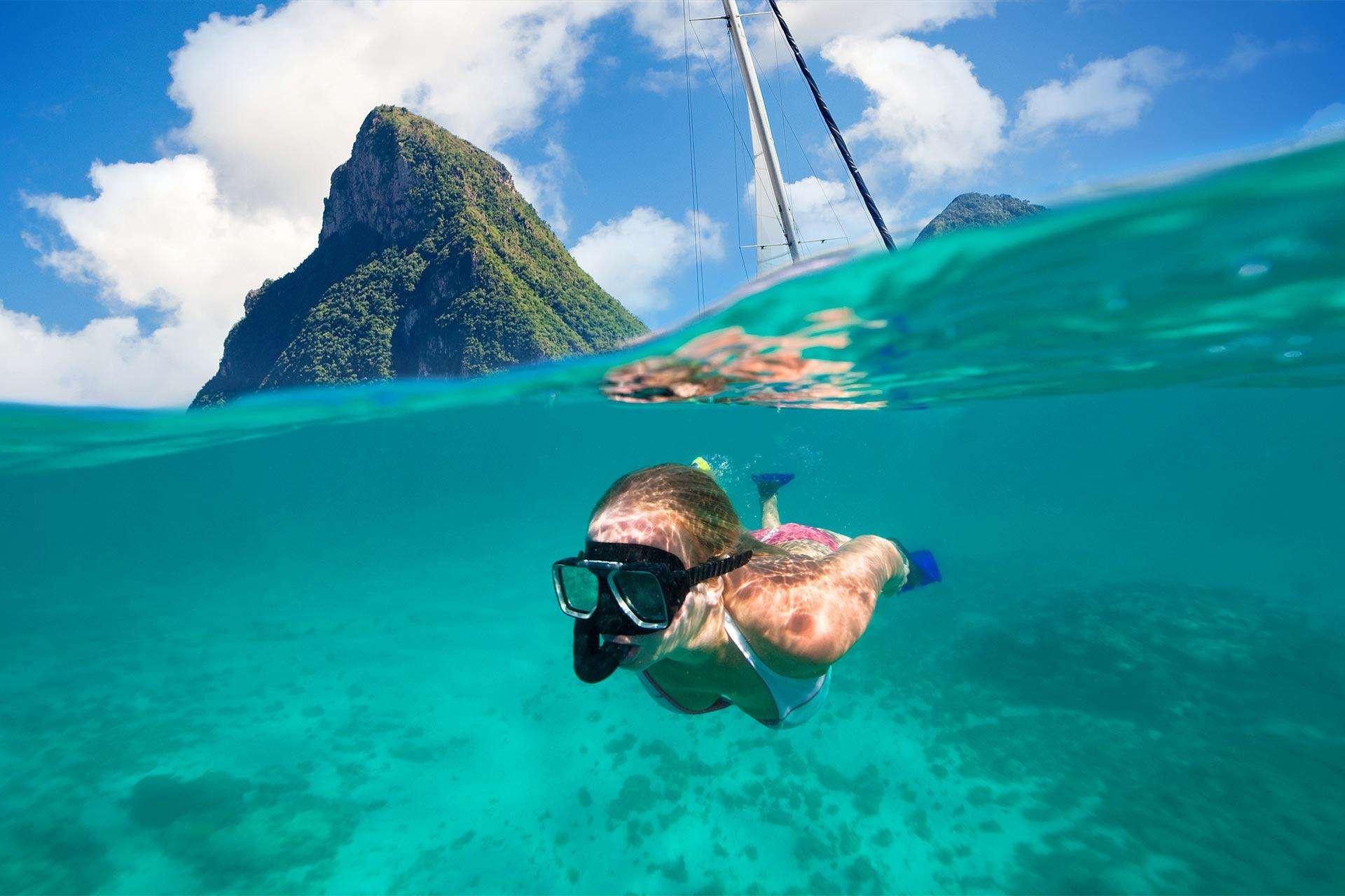Snorkeling Beneath the Pitons in Soufriere in this destination