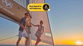 Santorini Gold Catamaran Cruise with Snorkel, BBQ & Open Bar