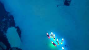 Paddle Surf with Led lights at sunset in Menorca