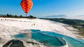 Fethiye Excursión de un día a Pamukkale con viaje en globo aerostático