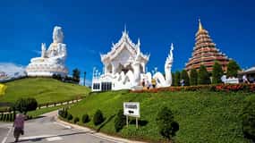 Chiang Mai: Hvite, blå og store Buddha-templer i Chiang Rai