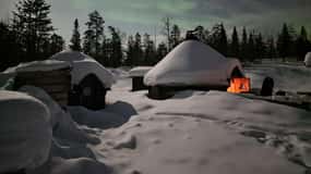 Snow Activities and reindeer feeding in nature