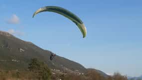 Tandem paragliding above ionian sea syvota
