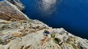 From Nebida: climbing the cliff of Masua