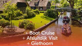 Amsterdam: Giethoorn-tur med båtresa och besök på Afsluitdijk