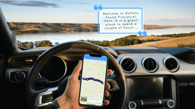 Entre Moose Jaw e Manitoba: tour de condução de áudio de smartphone