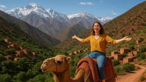 Excursion dans les montagnes de l'Atlas, cascades, balade à dos de chameau et 3 vallées