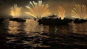 Fireworks and sunset catamaran cruise from Théoule