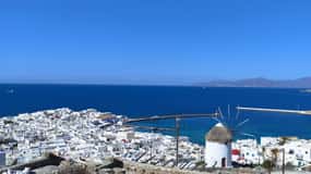 Visite en bus semi-privée de Mykonos en anglais/espagnol