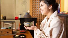 Tea Ceremony experience with simple kimono in Okinawa