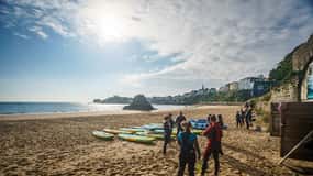 Pembrokeshire: Paddle Boarding At Tenby North Beach