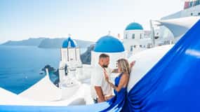 Flying Dress Sesión de fotos en Santorini