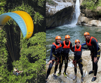 Von Guatape: PARAGLIDING und Cristalline CANYONING