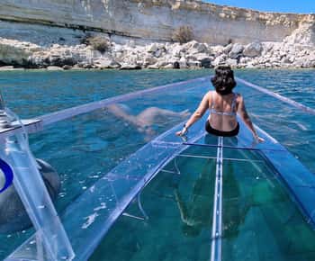 Syracuse: Coast and Sea Caves Full Transparent Boat Tour