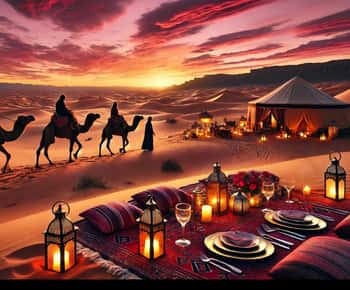 Marrakesh: Tramonto nel deserto di Agafay, giro in cammello e cena con spettacolo