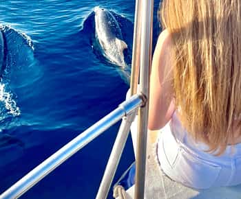 Taormina: tour con delfines y aperitivo al atardecer en barco