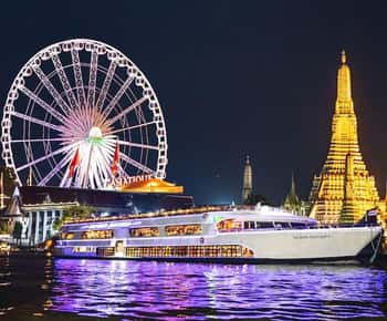 Bangkokissa: Orchid Chao Phraya Dinner Cruise ilmainen olut.