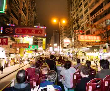 Hong Kong: Kowloon éjszakai panorámás túrája nyitott tetejű busszal