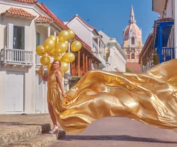 Cartagena: Sessão fotográfica com vestido voador na Cidade Velha ou Getsemani