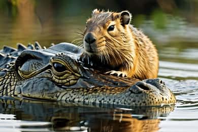 Sunset safari, alligators and capybaras.