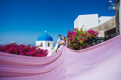 Santorini: Flying Dress Photoshoot with Edited Photos