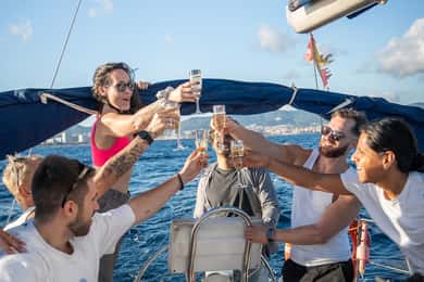 Barcelona Badalona : Sailboat Tour, Snacks, Drinks, Swimming