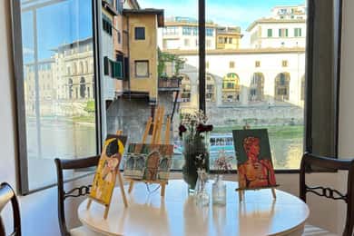 Firenze: Paint&Wine con vista sul Ponte Vecchio