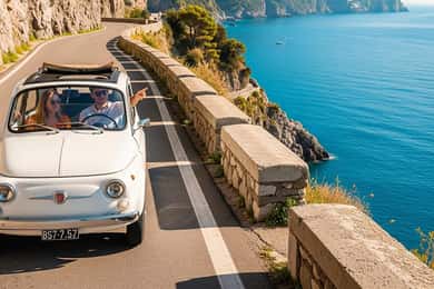 Amalfikust per oude Fiat 500 of 600